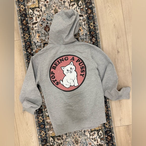 Ripndip Sweaters - Ripndip Gray Hoodie with Pink Cat Graphic